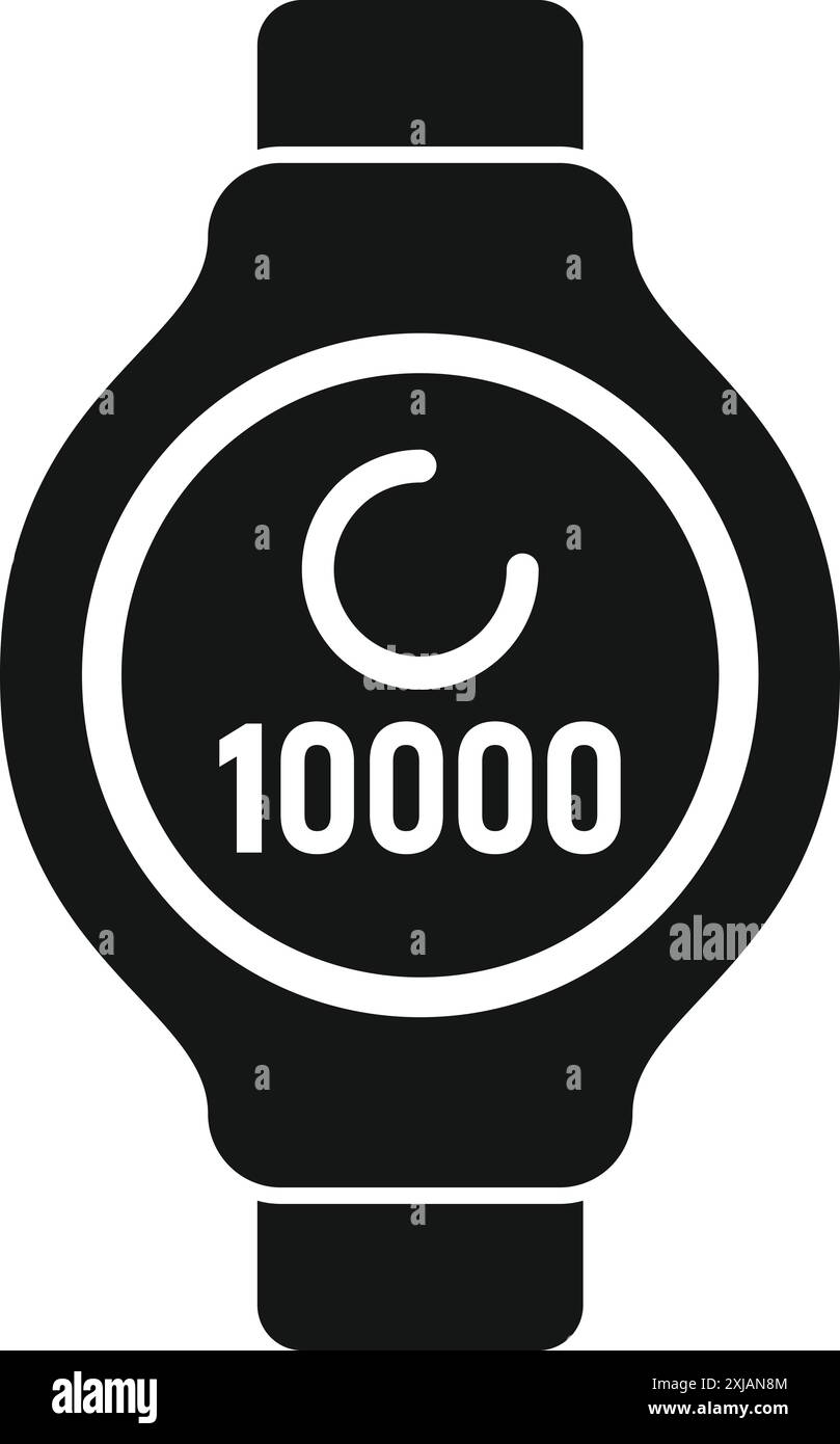 Montre intelligente montrant l'icône de 10000 étapes dans un style simple isolé sur fond blanc Illustration de Vecteur