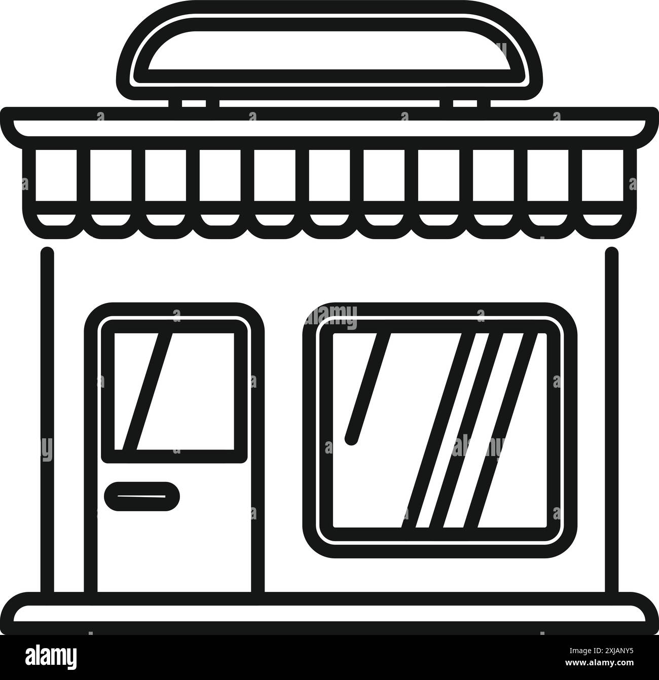Icône de dessin au trait d'une propriété commerciale avec une grande fenêtre d'affichage et auvent Illustration de Vecteur