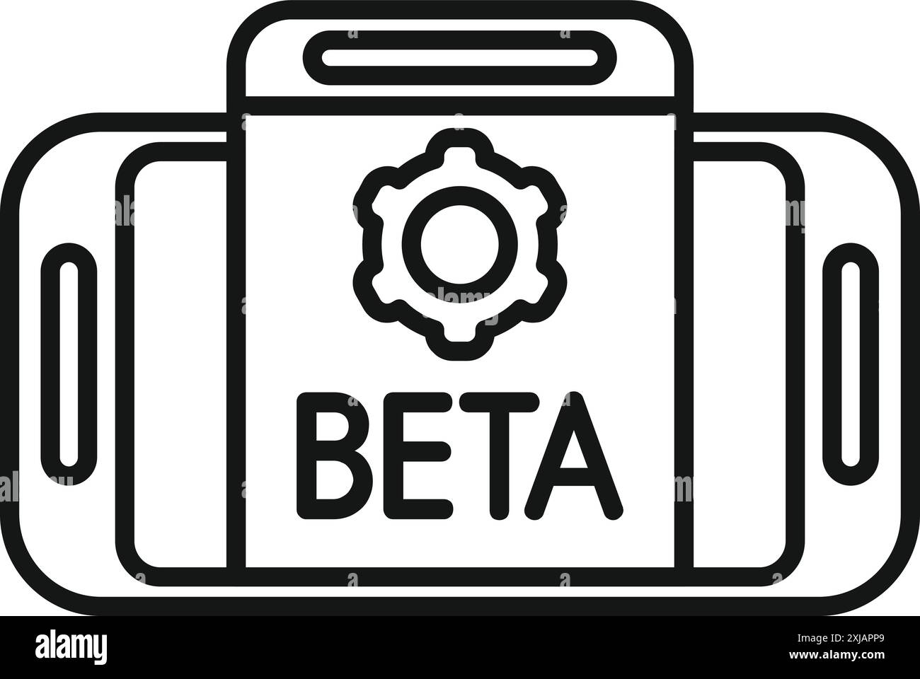 Smartphone affichant la version bêta du logiciel, représentant la phase de test du développement de l'application Illustration de Vecteur