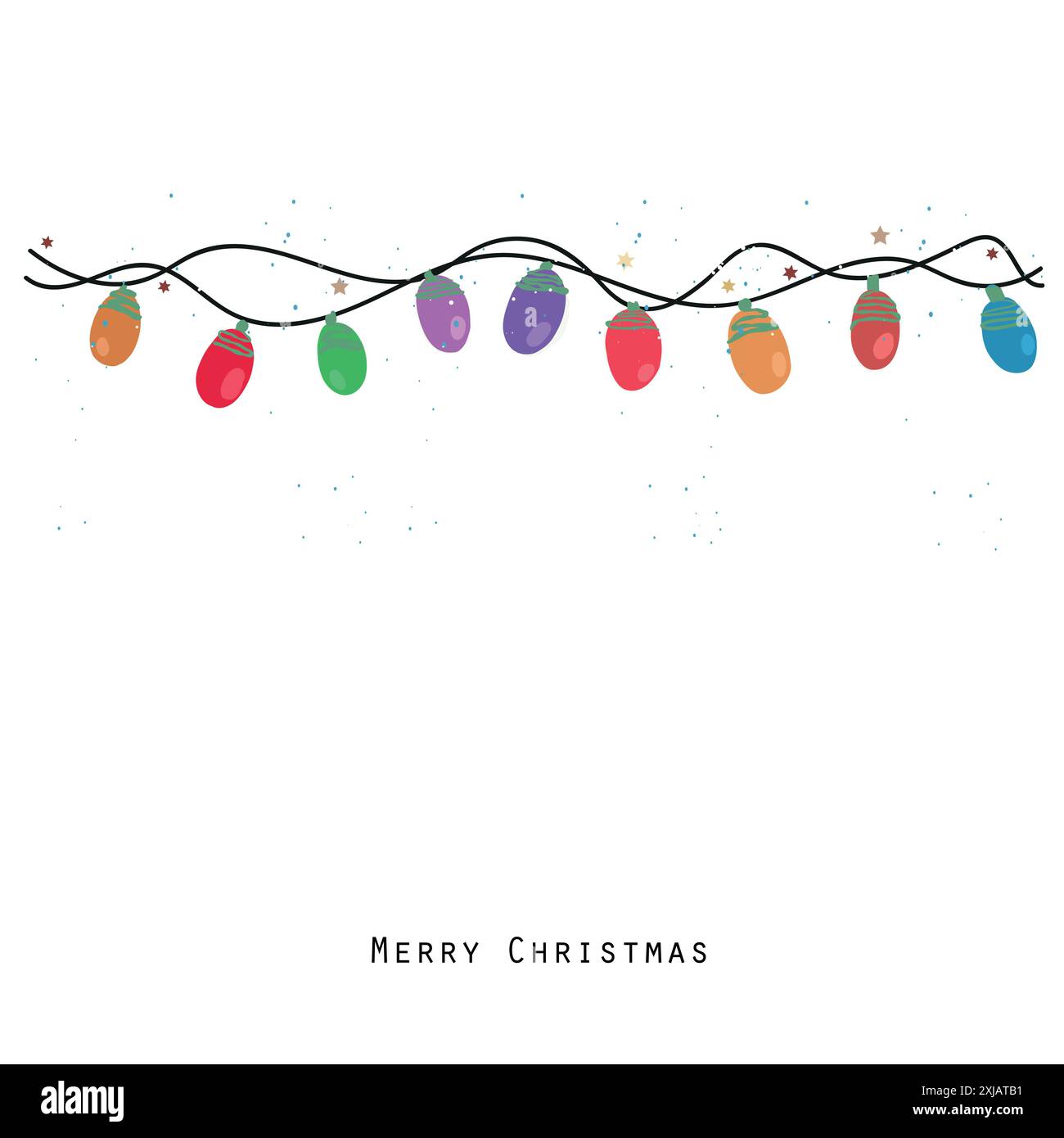 Lumières d'étoiles suspendues de Noël. Joyeuses années et joyeux Noël Illustration de Vecteur