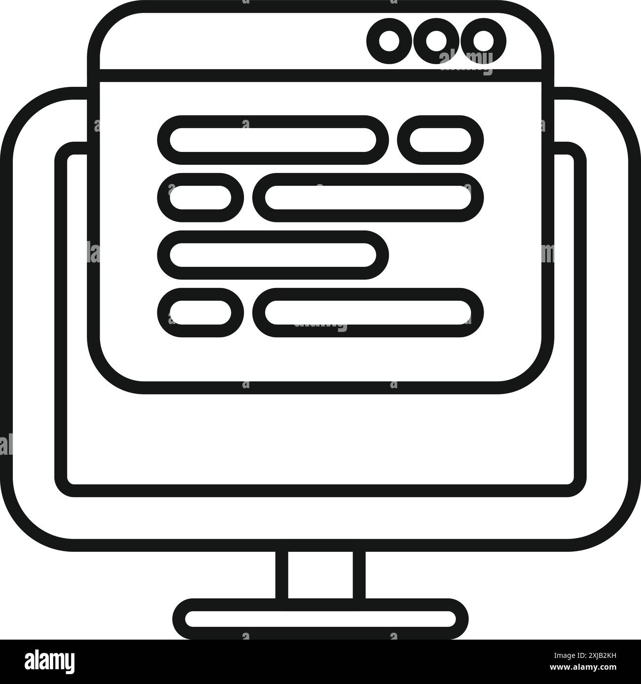 Icône propre et simple d'un écran d'ordinateur affichant des lignes de code, parfait pour les projets liés à la programmation et au développement de logiciels Illustration de Vecteur
