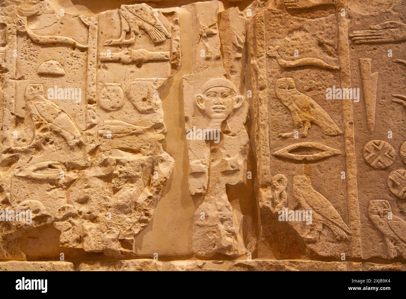 Sculpture égyptienne en bas-relief ornée de hiéroglyphes. Tombeau de Metjen. Old Kingdom. 3e-4e dynastie. Musée égyptien. Berlin, Allemagne. Banque D'Images