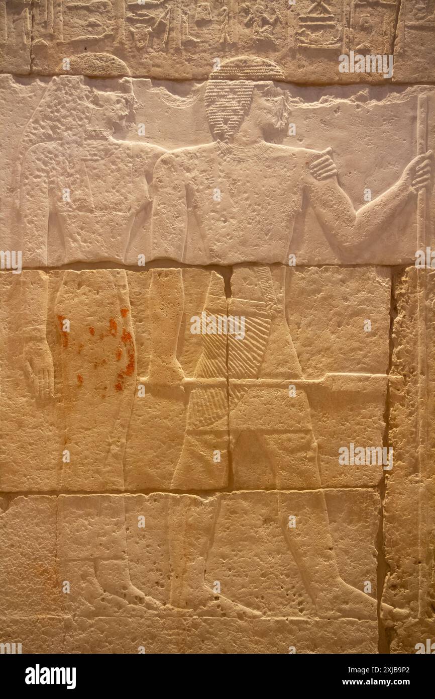 Sculpture égyptienne en bas-relief. Tombeau de Metjen. Old Kingdom. 3e-4e dynastie. Musée égyptien. Berlin, Allemagne. Banque D'Images