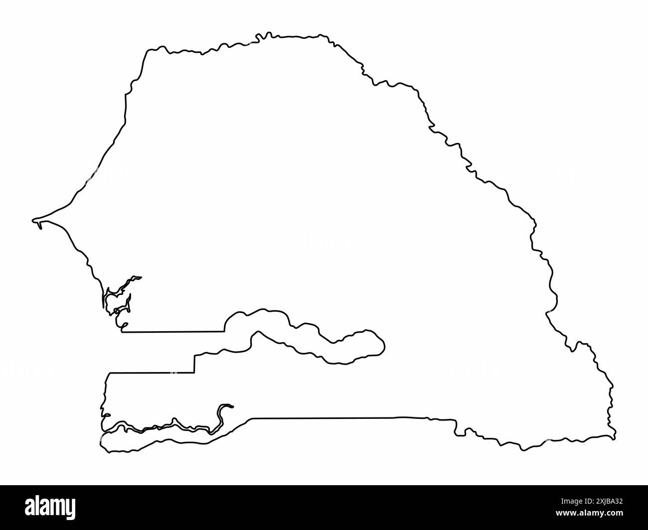 Carte de contour du Sénégal isolé sur fond blanc Illustration de Vecteur