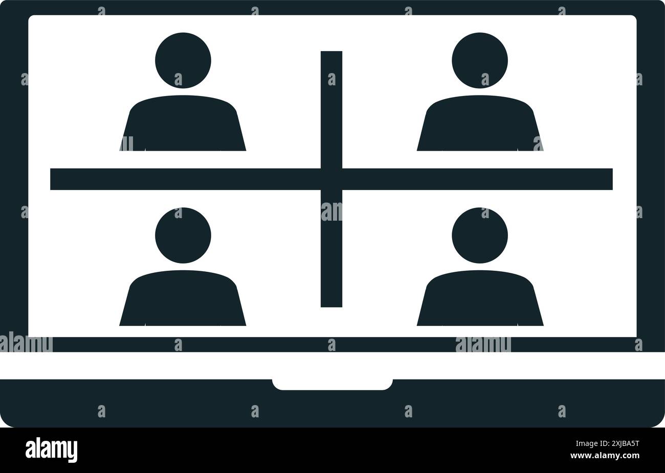Les gens d'affaires ayant la visioconférence sur l'icône d'ordinateur portable Illustration de Vecteur