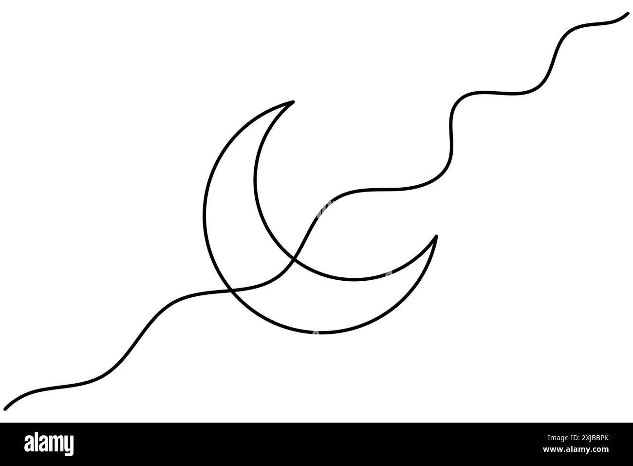 Dessin continu d'une ligne de lune de l'icône de vecteur de contour de lune Illustration de Vecteur