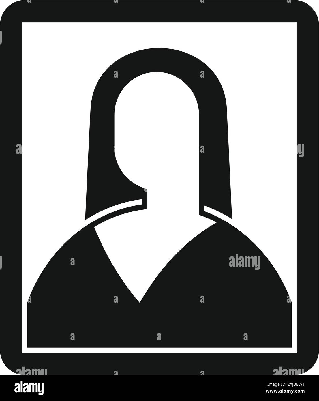 Icône simple d'une femme d'affaires est encadrée, représentant un compte en ligne ou un profil d'utilisateur Illustration de Vecteur