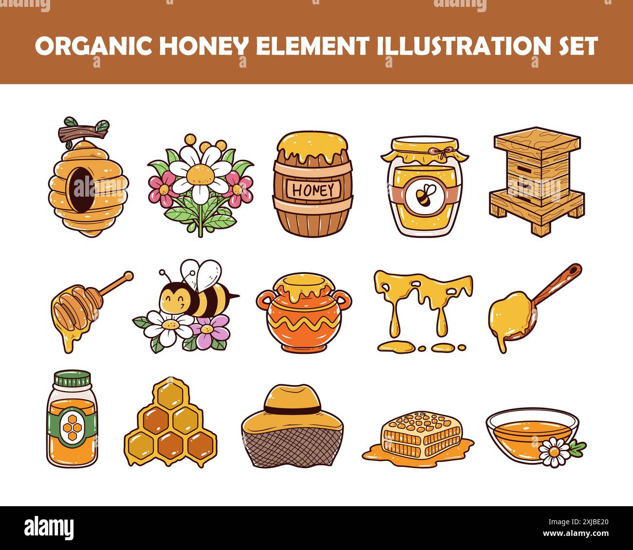 Ensemble d'illustration vectorielle d'élément de miel organique Illustration de Vecteur