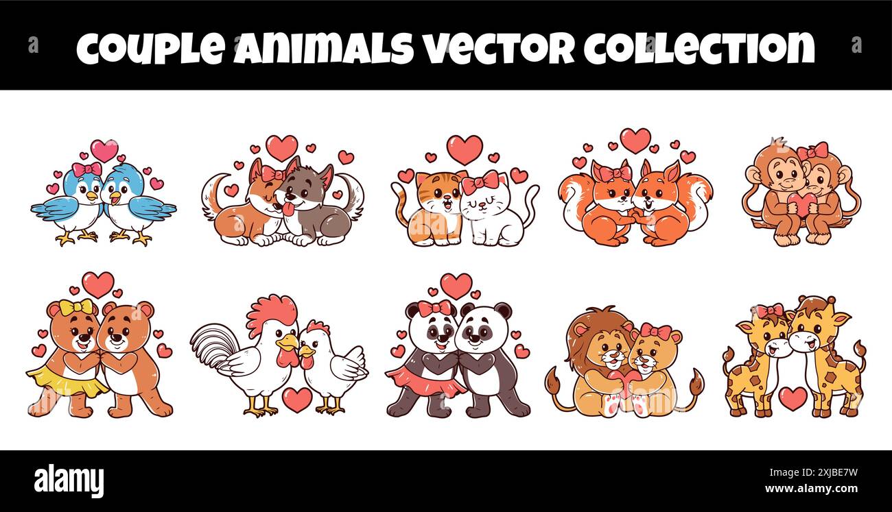 Ensemble d'illustration vectorielle d'animaux de couple Illustration de Vecteur Ensemble d'illustration vectorielle d'animaux de couple Illustration de Vecteur