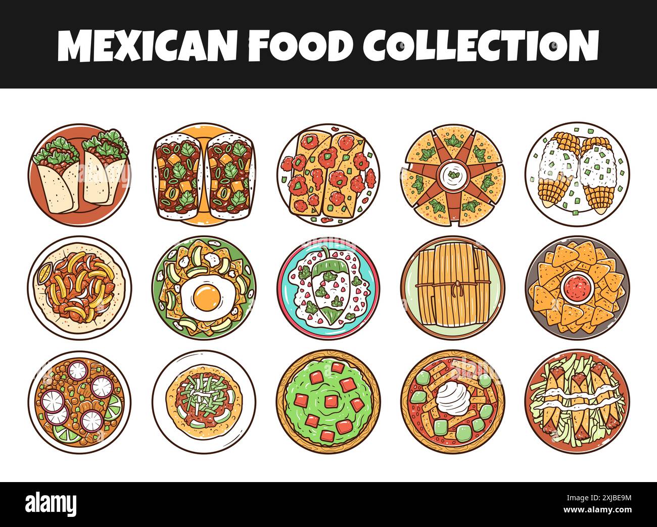 Ensemble d'illustration vectorielle de nourriture mexicaine Illustration de Vecteur