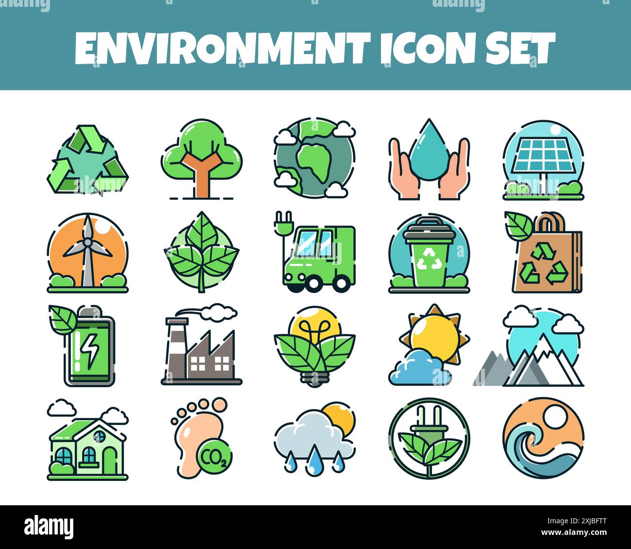 Les icônes d'environnement définissent l'illustration vectorielle Illustration de Vecteur