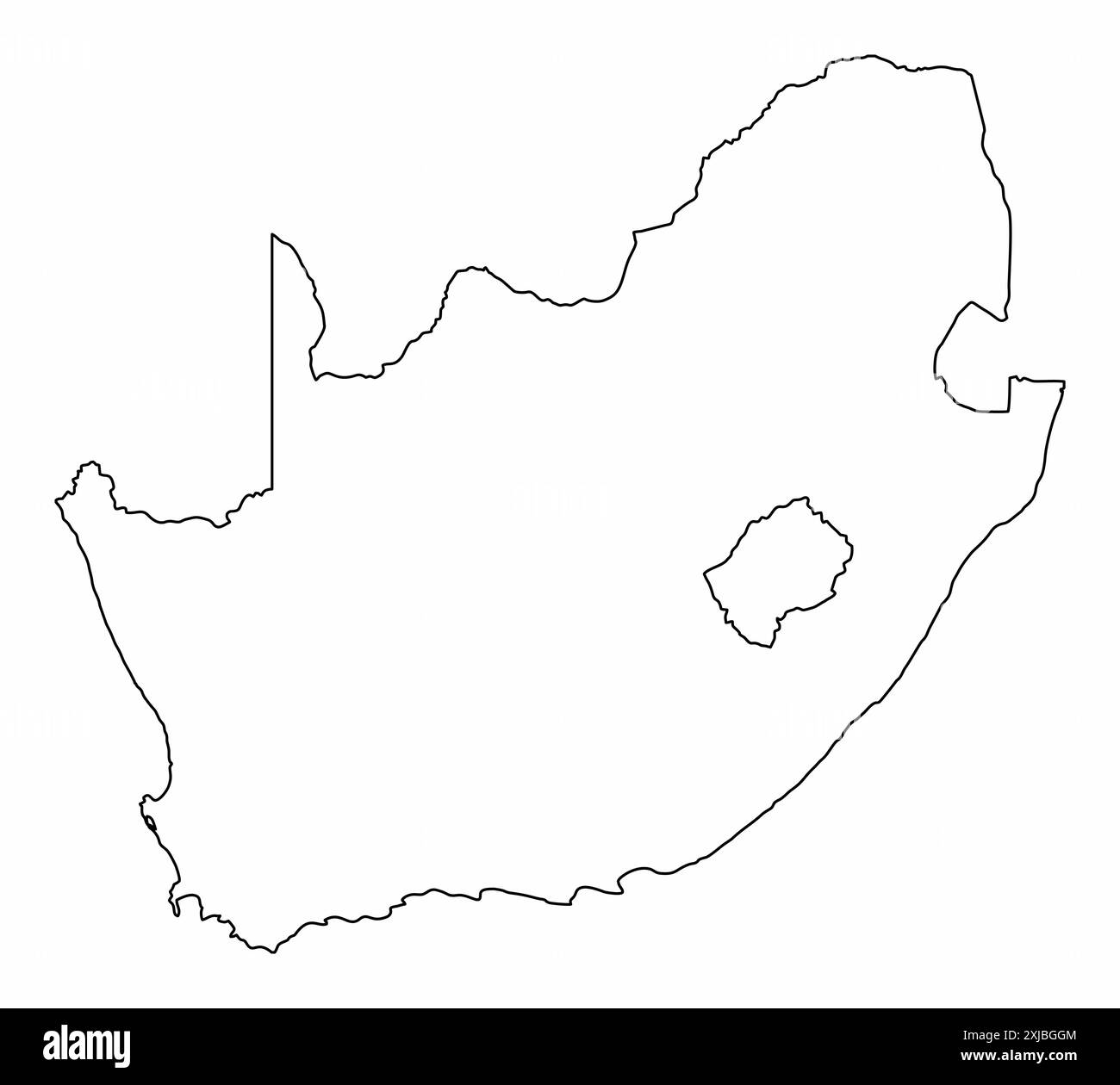 Carte de contour de l'Afrique du Sud isolée sur fond blanc Illustration de Vecteur