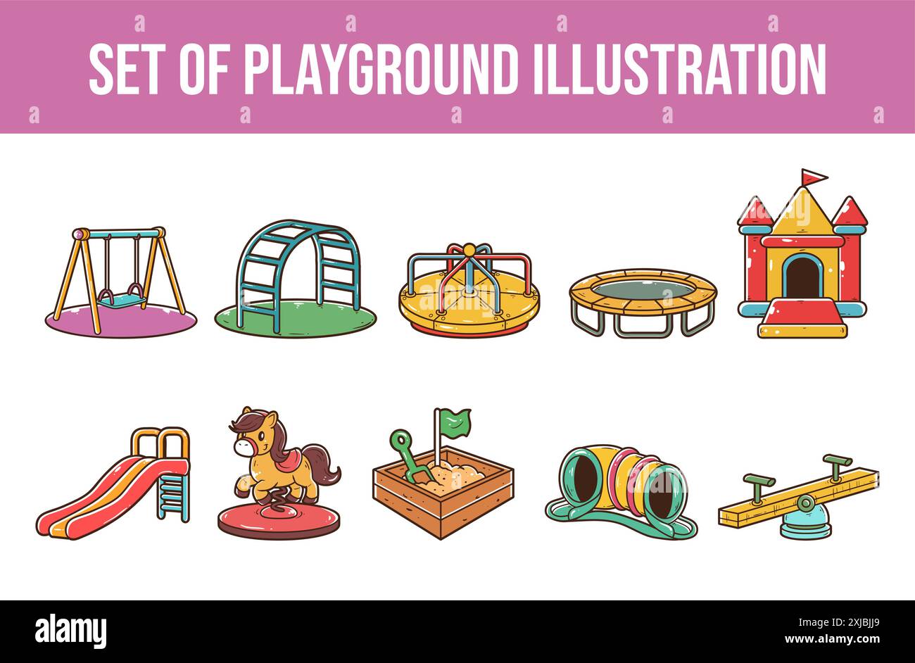 Ensemble de terrain de jeu pour l'illustration vectorielle des enfants Illustration de Vecteur