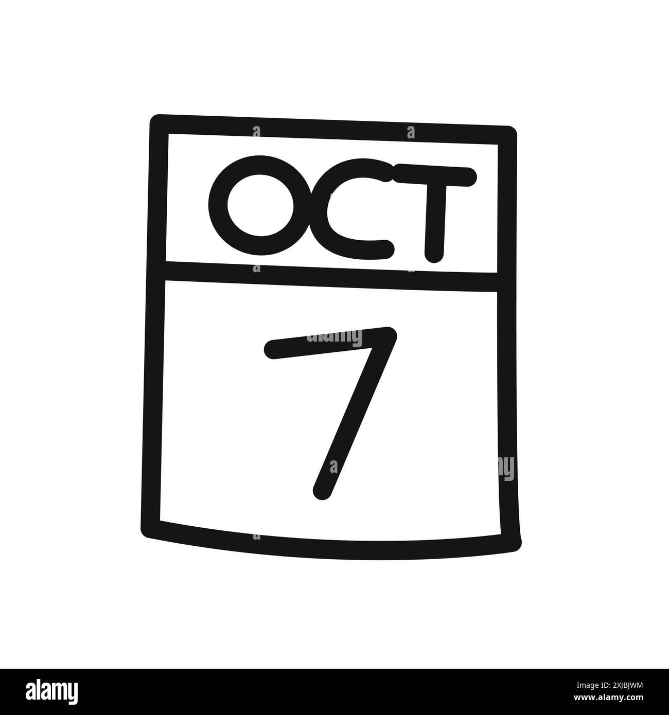 7 octobre icône de date graphique vectorielle linéaire signe ou symbole défini pour l'interface utilisateur de l'application web Illustration de Vecteur