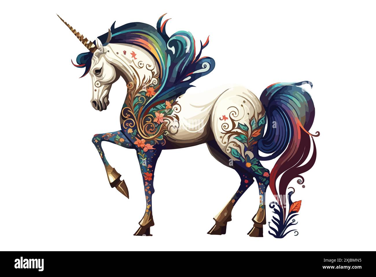 Illustration vectorielle de caractère corps entier Unicorn Illustration de Vecteur