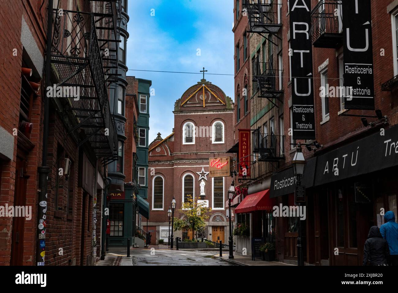 Boston, Massachusetts, États-Unis - 29 octobre 2023 : vue de l'église catholique Sacré-cœur, dans le quartier North End, dans la ville de Boston, Massach Banque D'Images