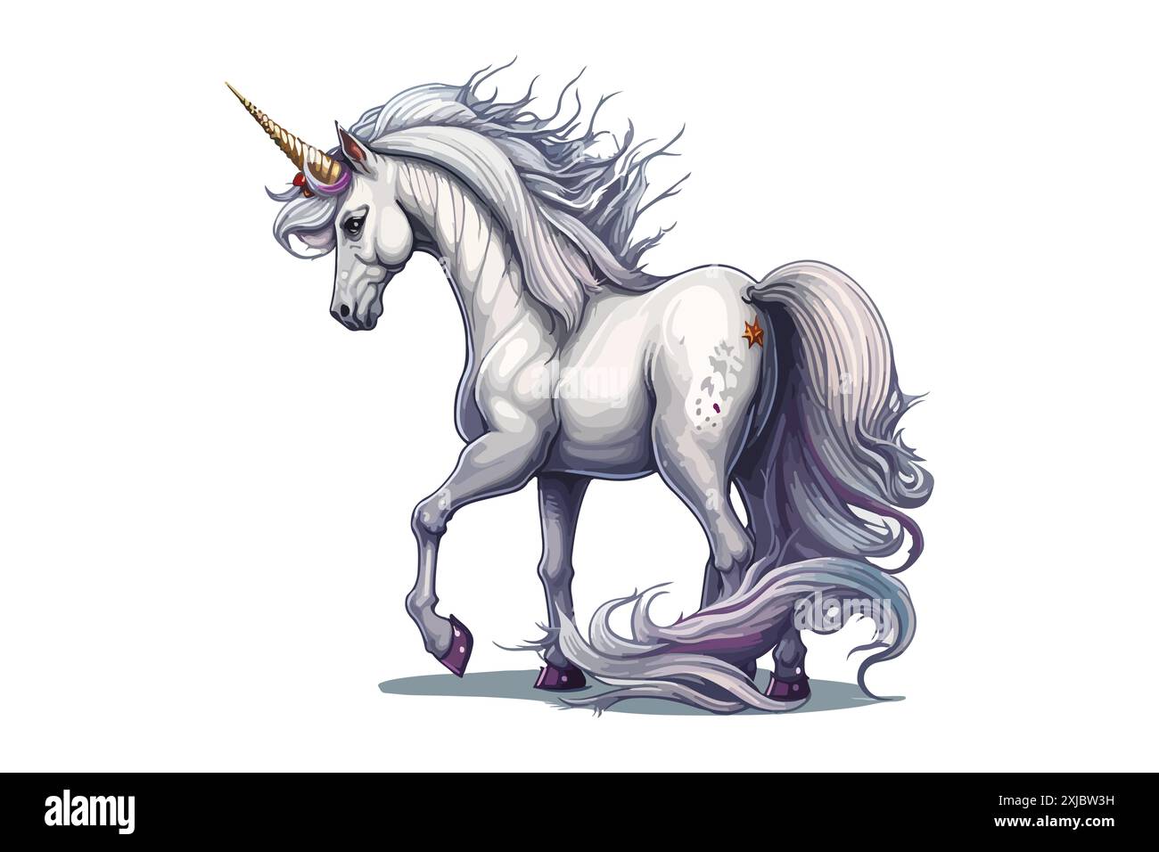 Illustration vectorielle de caractère corps entier Unicorn Illustration de Vecteur