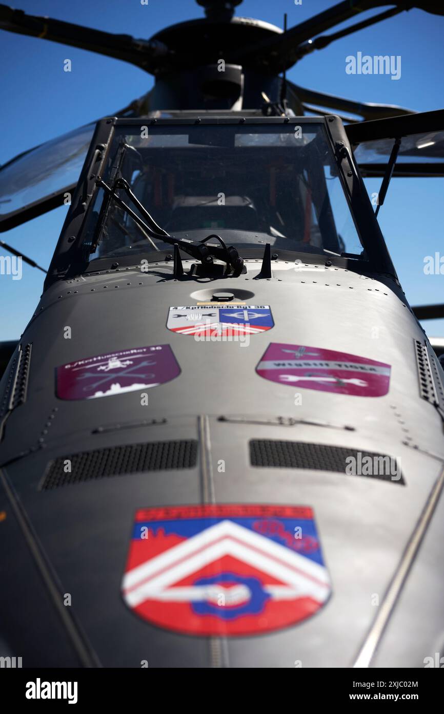 Le nez d'un hélicoptère de combat EC-665 Eurocopter Tiger, ILA Berlin 2024. Banque D'Images