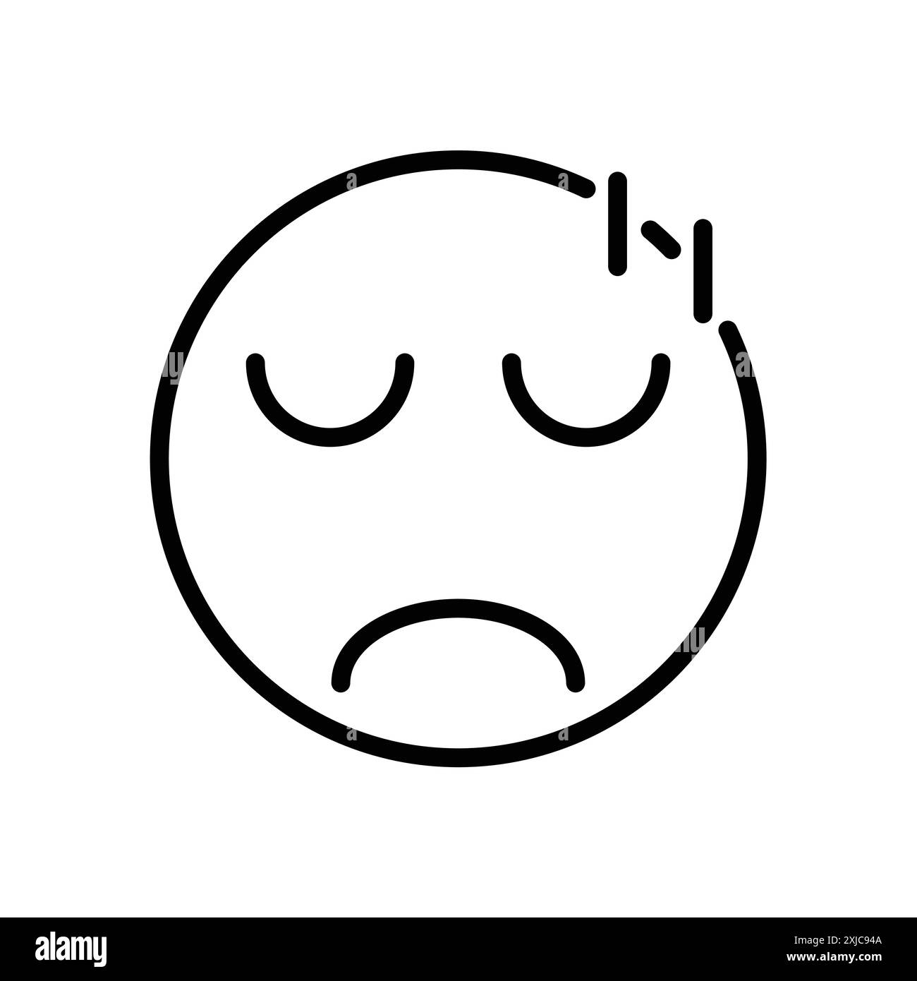 Guilty face emoji Icon Flat Set dans le vecteur de contour de couleur noir et blanc Illustration de Vecteur