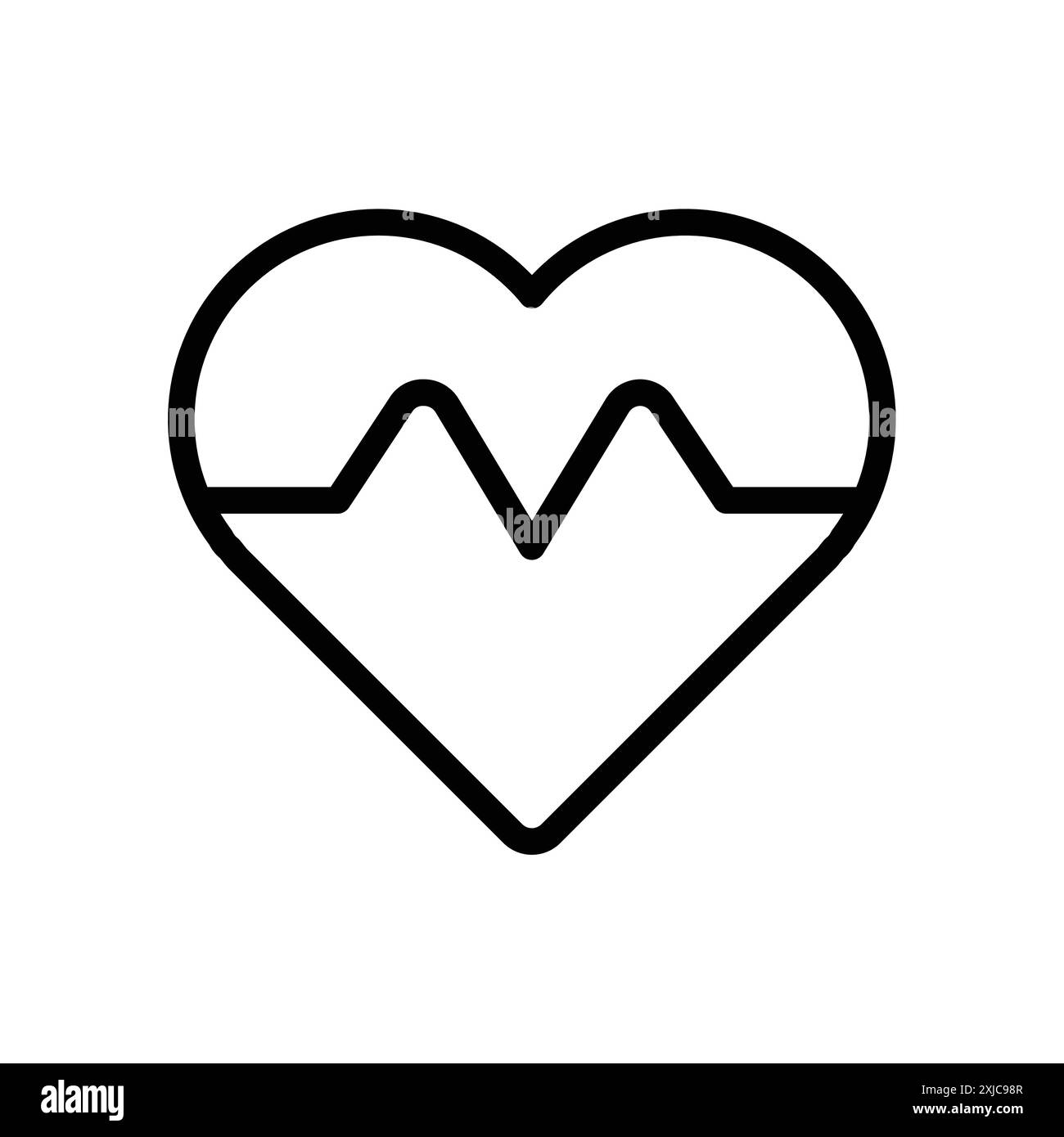 Icône de fréquence cardiaque Flat Set dans le vecteur de contour de couleur noir et blanc Illustration de Vecteur