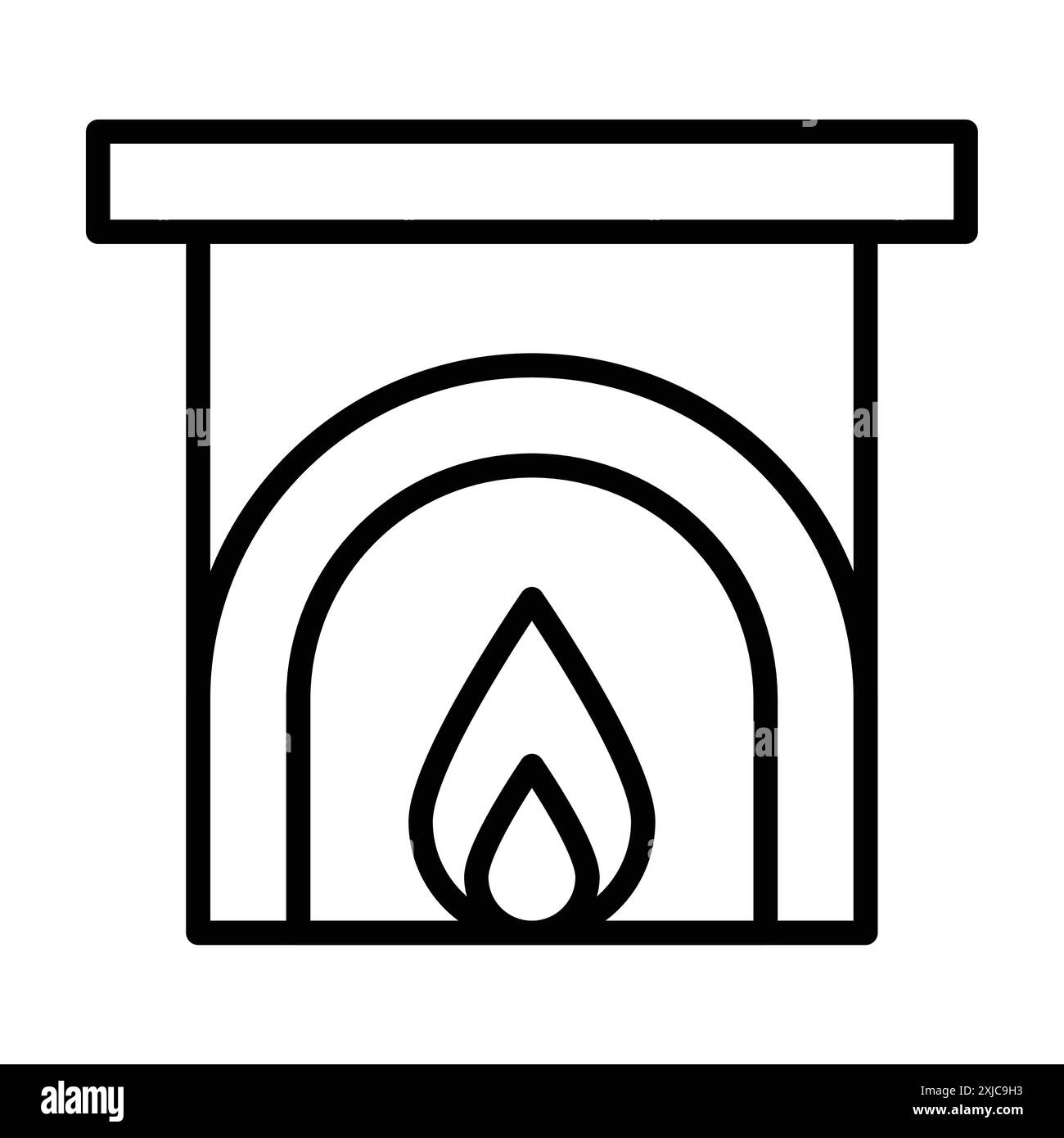 Ensemble plat d'icône de cheminée dans le vecteur de contour de couleur noir et blanc Illustration de Vecteur