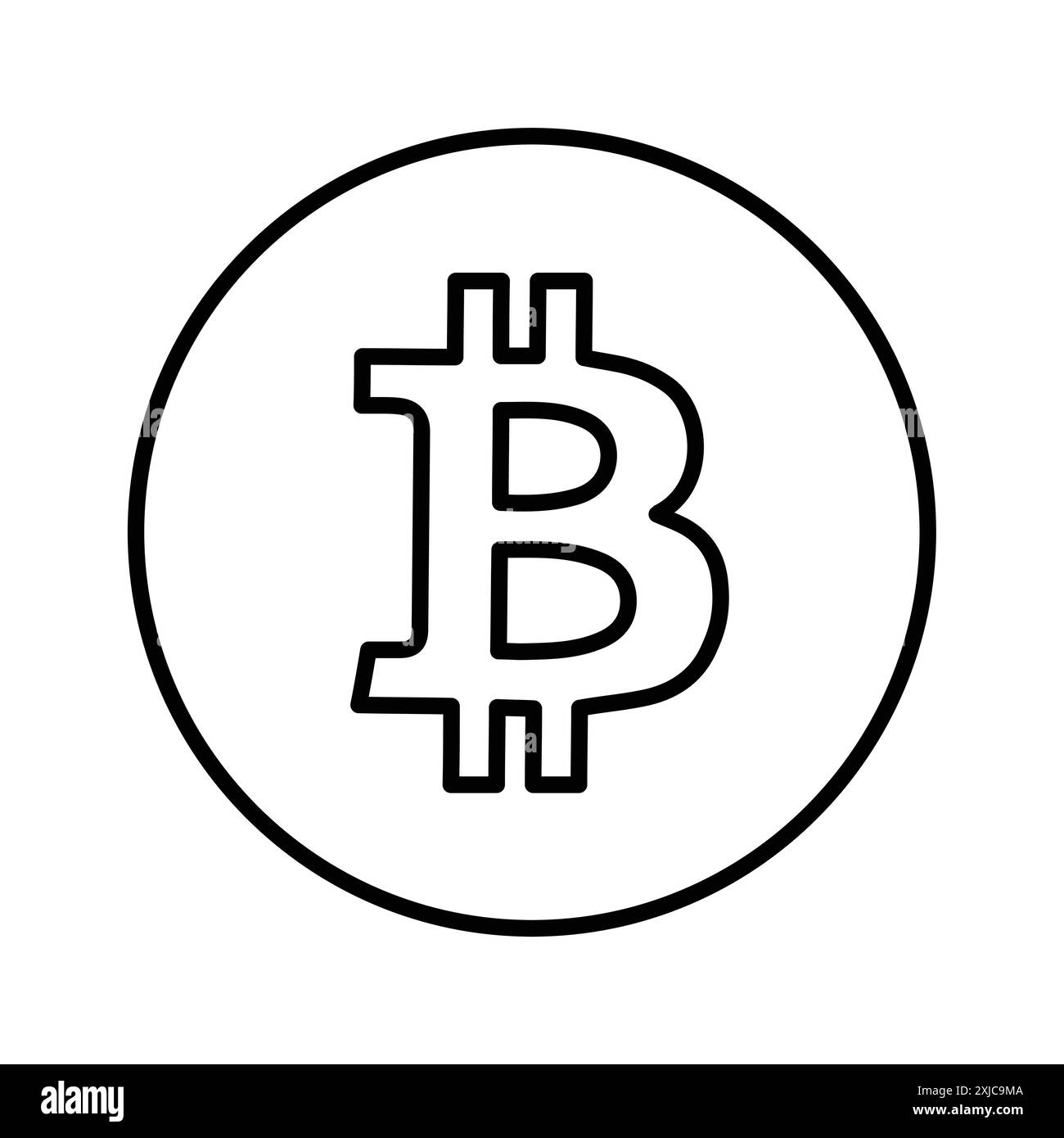 Bitcoin Icon Flat Set en vecteur de contour de couleur noir et blanc Illustration de Vecteur