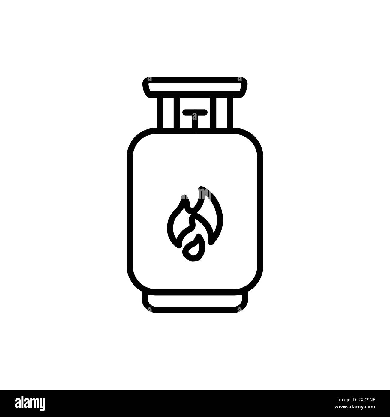 Icône de bouteille de gaz Flat Set dans le vecteur de contour de couleur noir et blanc Illustration de Vecteur