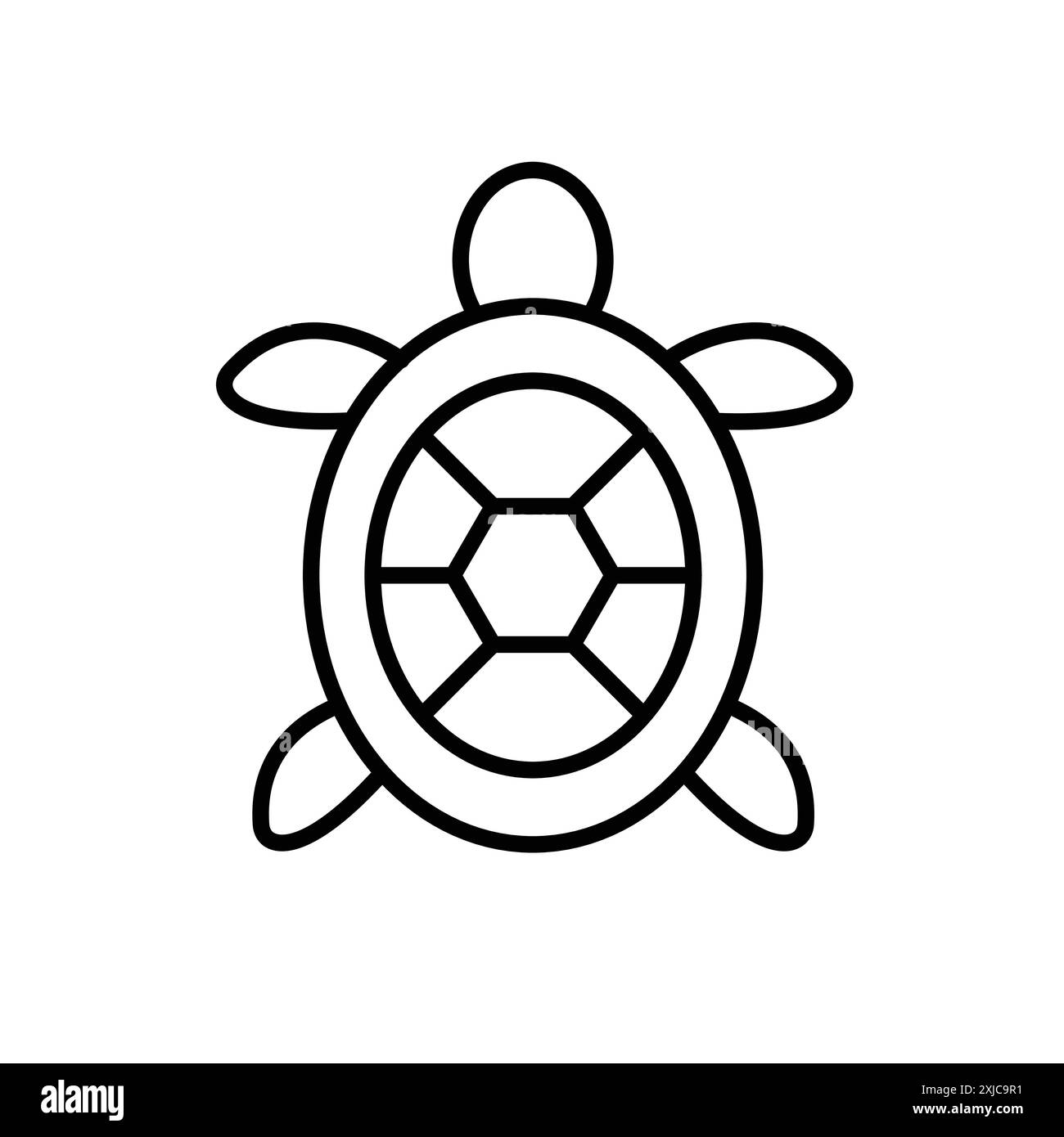 Turtle Icon Flat Set dans le vecteur de contour de couleur noir et blanc Illustration de Vecteur