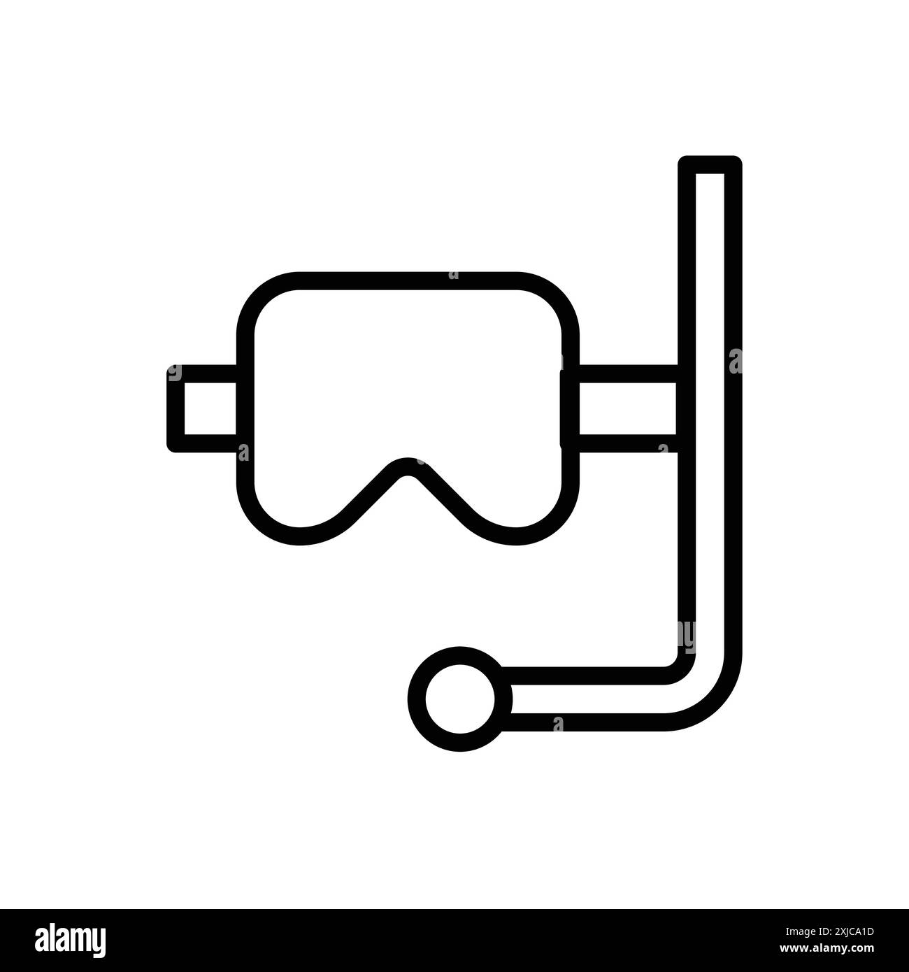Icône de masque de plongée Flat Set dans le vecteur de contour de couleur noir et blanc Illustration de Vecteur