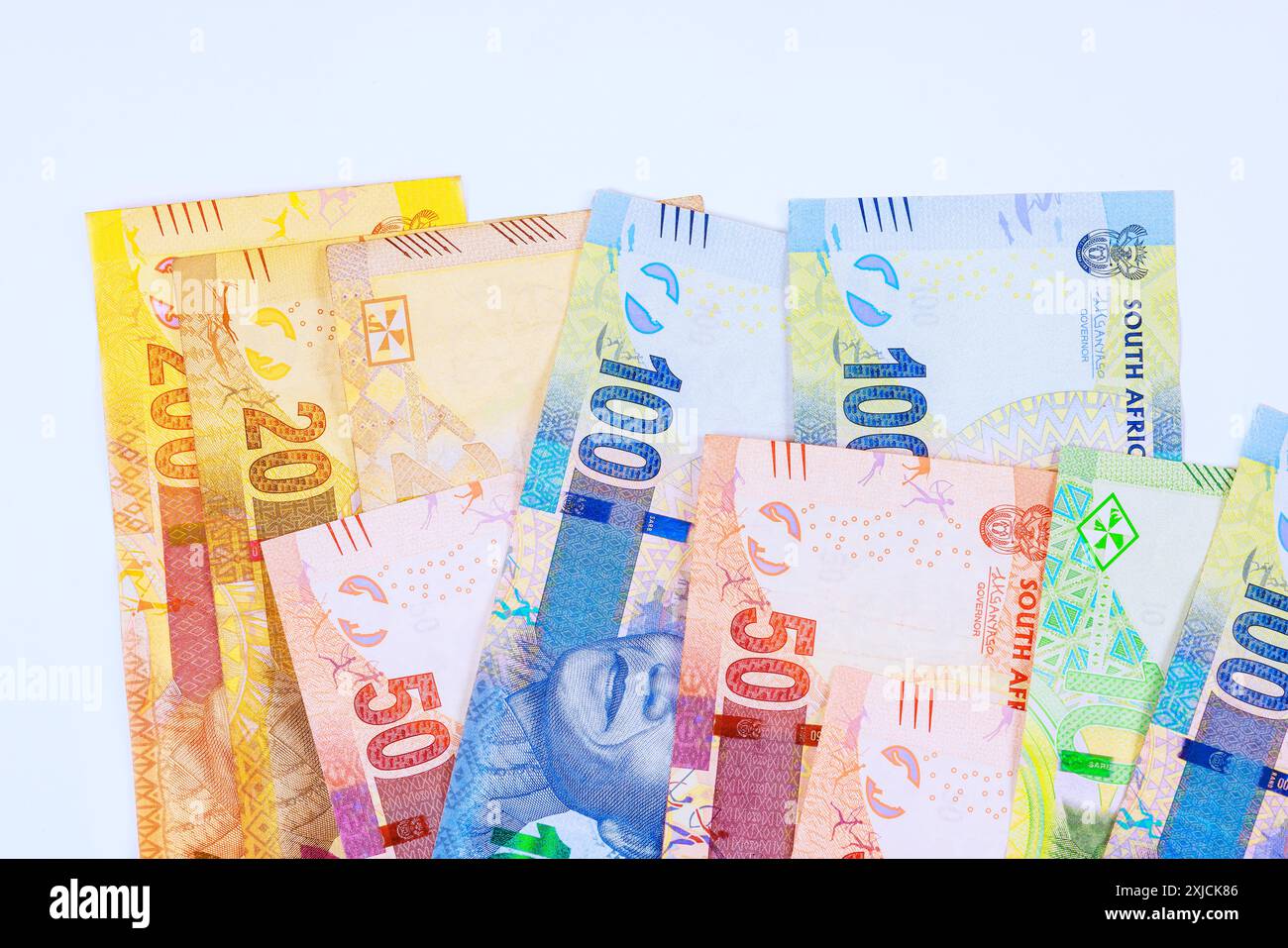 Les billets libellés en billets de rands sont émis par la banque nationale sud-africaine Banque D'Images