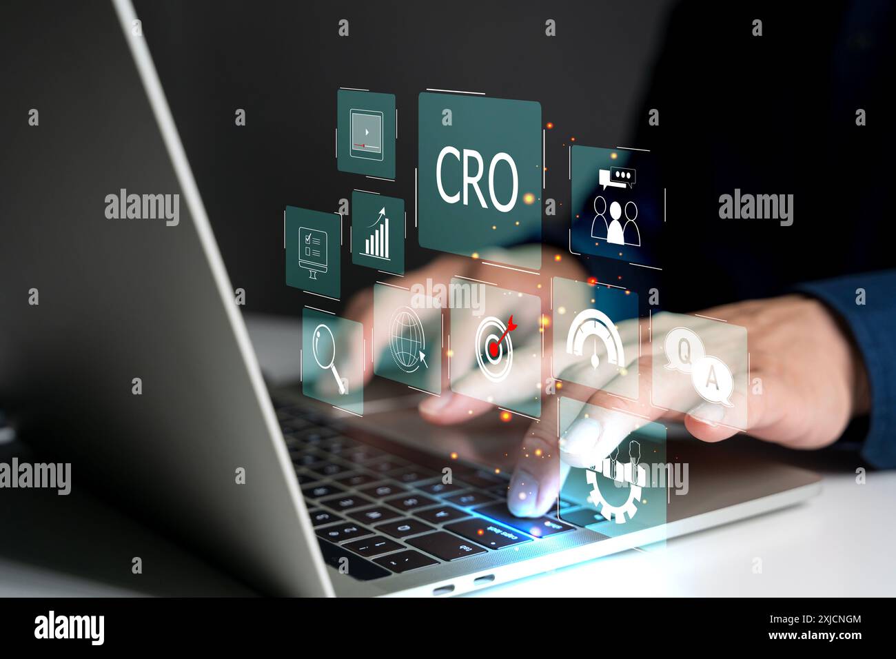 CRO, concept d'optimisation du taux de conversion, ajuster le site Web pour être plus efficace pour convertir les visiteurs du site Web en clients, le processus d'incre Banque D'Images