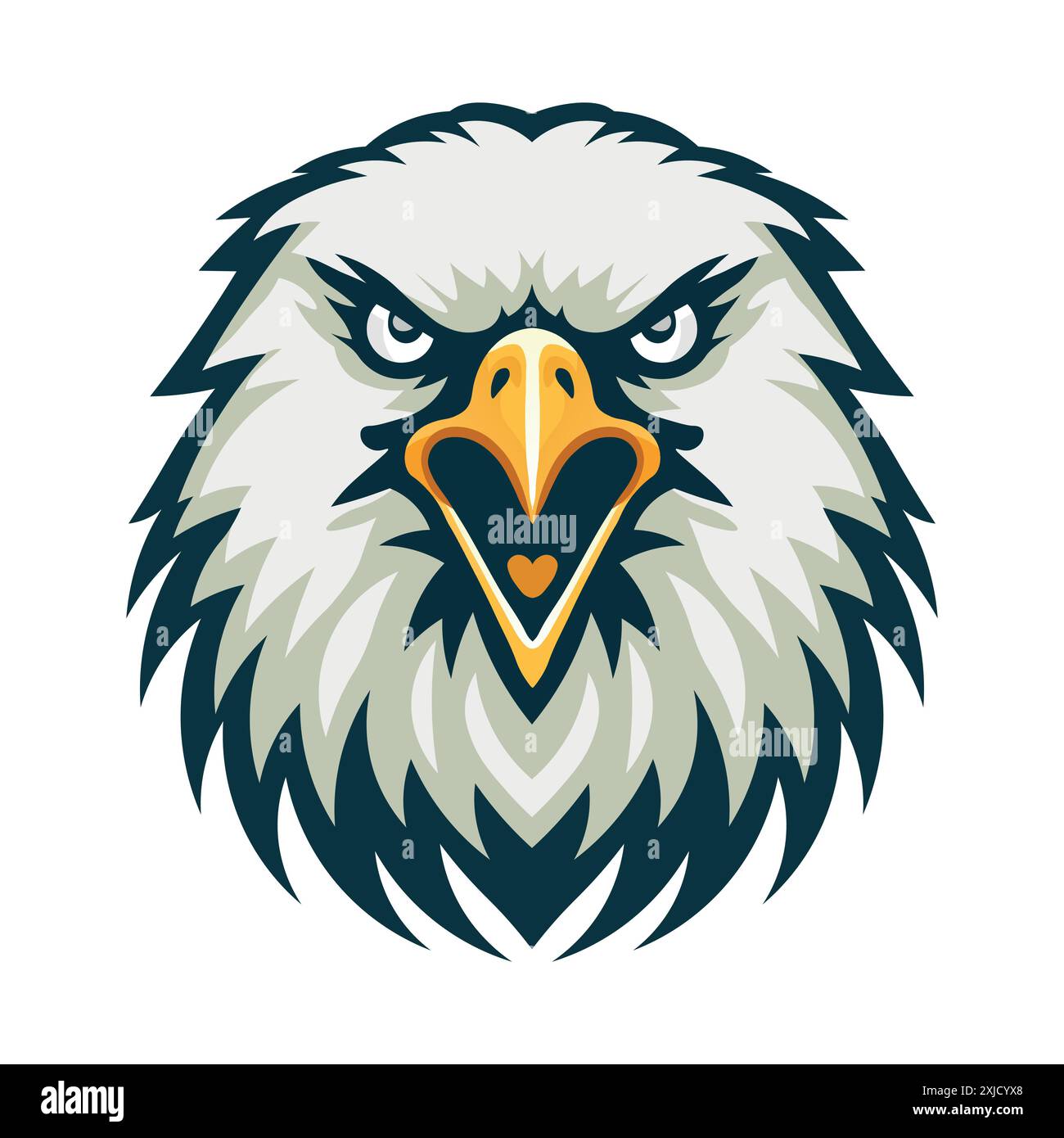 Mascotte Bald Eagle Head Mascot illustration vectorielle vue de face. convient pour les logos esport, tatouages, autocollants, t-shirts et autres Illustration de Vecteur