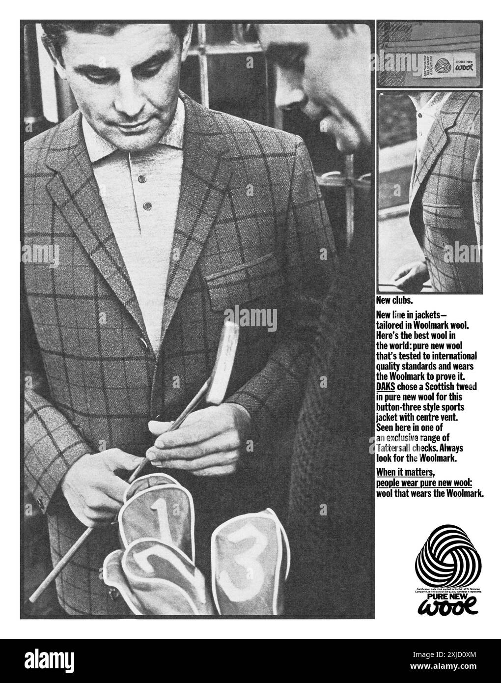 1966 publicité britannique pour les vêtements pour hommes Woolmark en laine. Banque D'Images