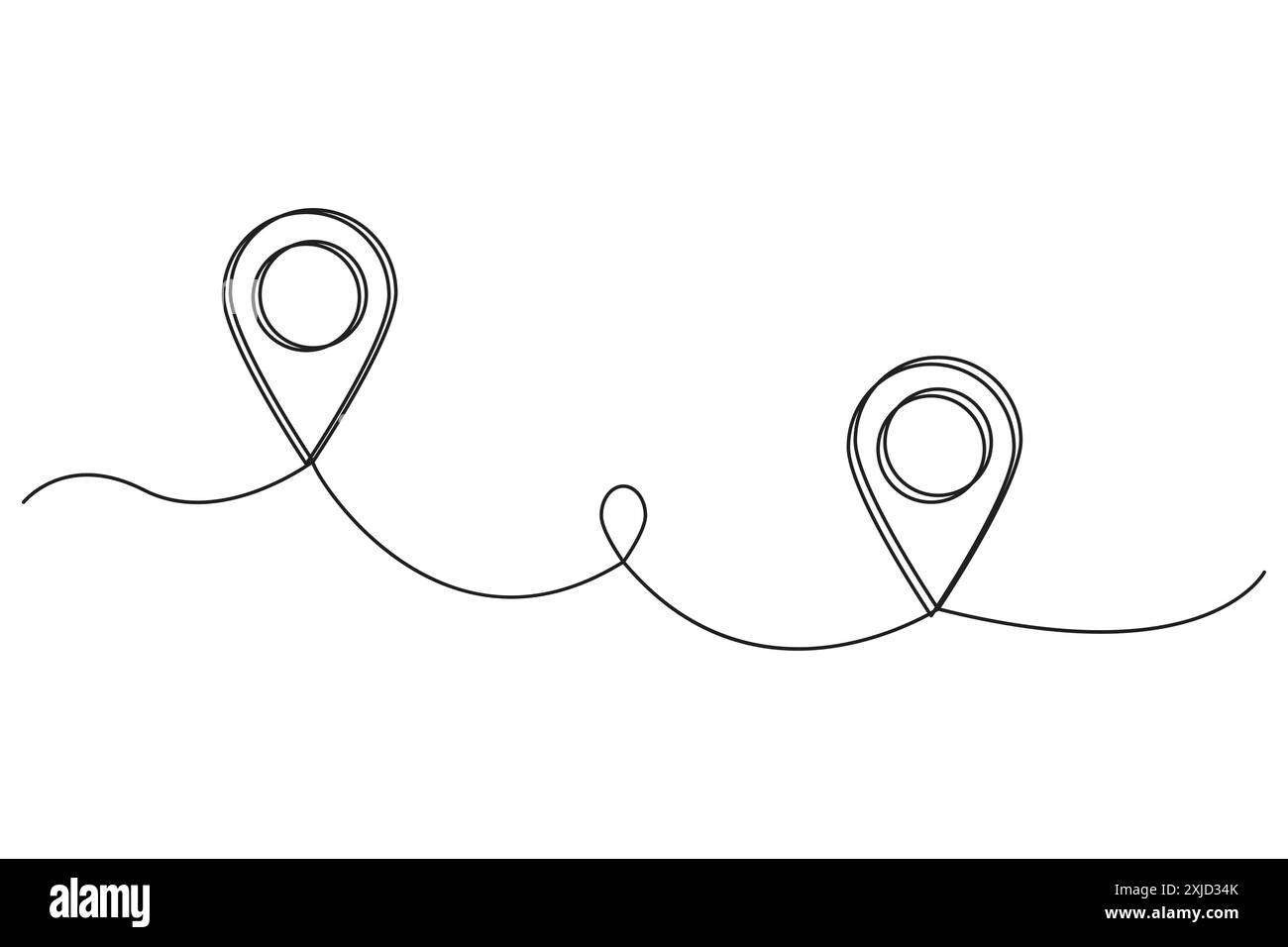 Marqueurs d'itinéraire. Style dessin au trait. Chemin de broche d'emplacement. Illustration vectorielle. Illustration de Vecteur