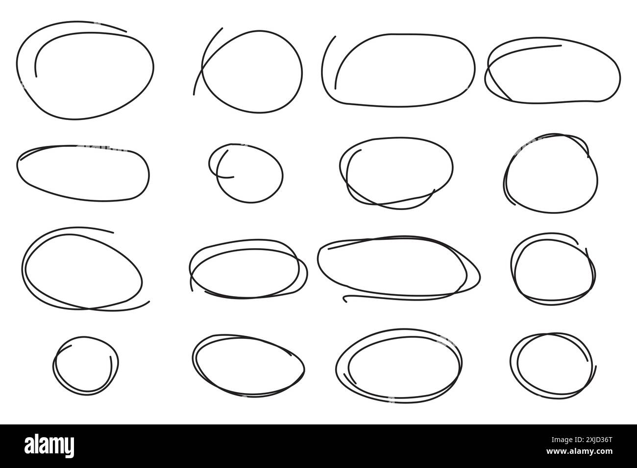 Jeu de cercles dessinés à la main. Style d'esquisse d'ébauche. Formes rondes abstraites. Illustration vectorielle. Illustration de Vecteur