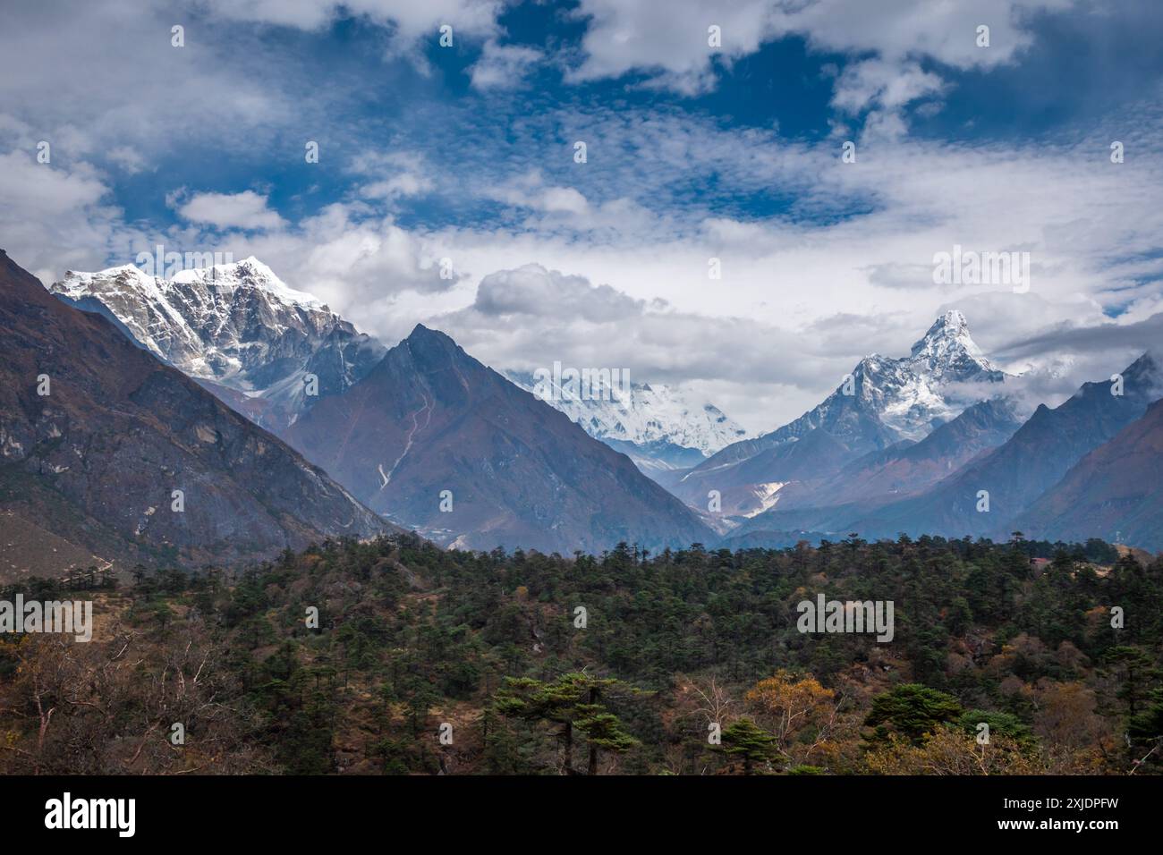 Everest, Ama Dablam et Khumbu Valley. Népal, Himalaya Banque D'Images