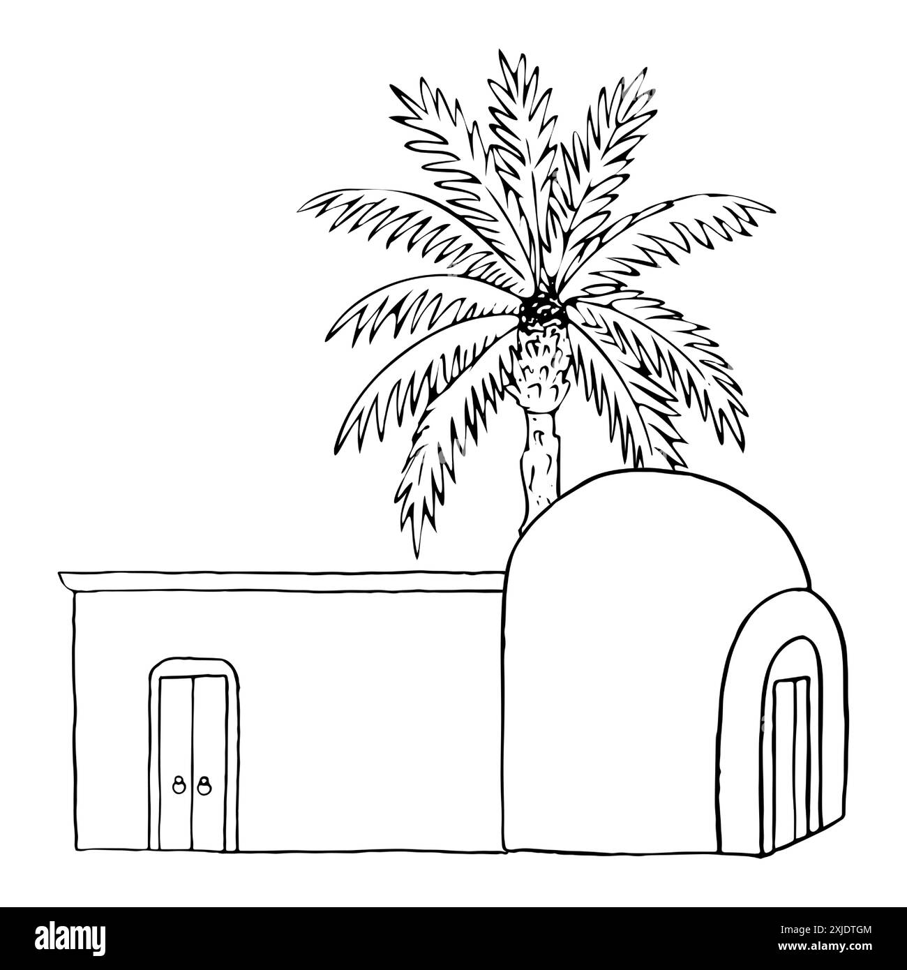 Palmier égyptien cabane en argile arabe au moyen-Orient Illustration de Vecteur