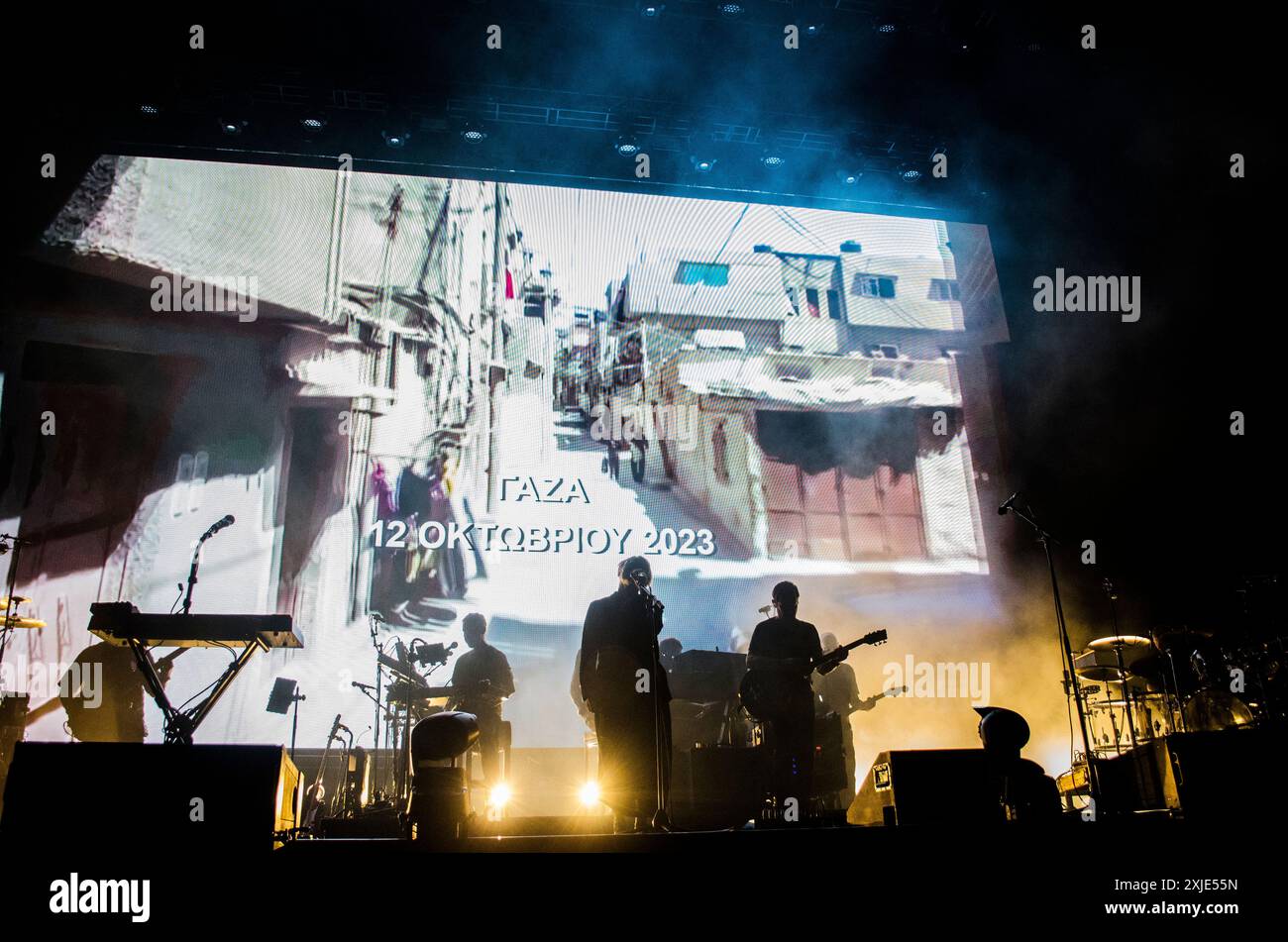 Massive Attack en concert au Release Athens Festival à Plateia Nerou / Grèce, juillet 2024 Banque D'Images