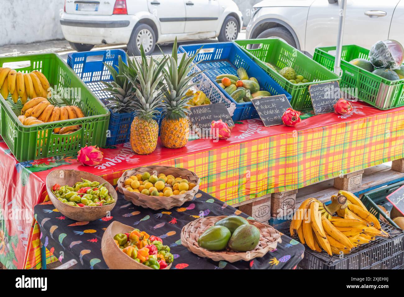 Marché à Sainte-Anne, Martinique, France Banque D'Images