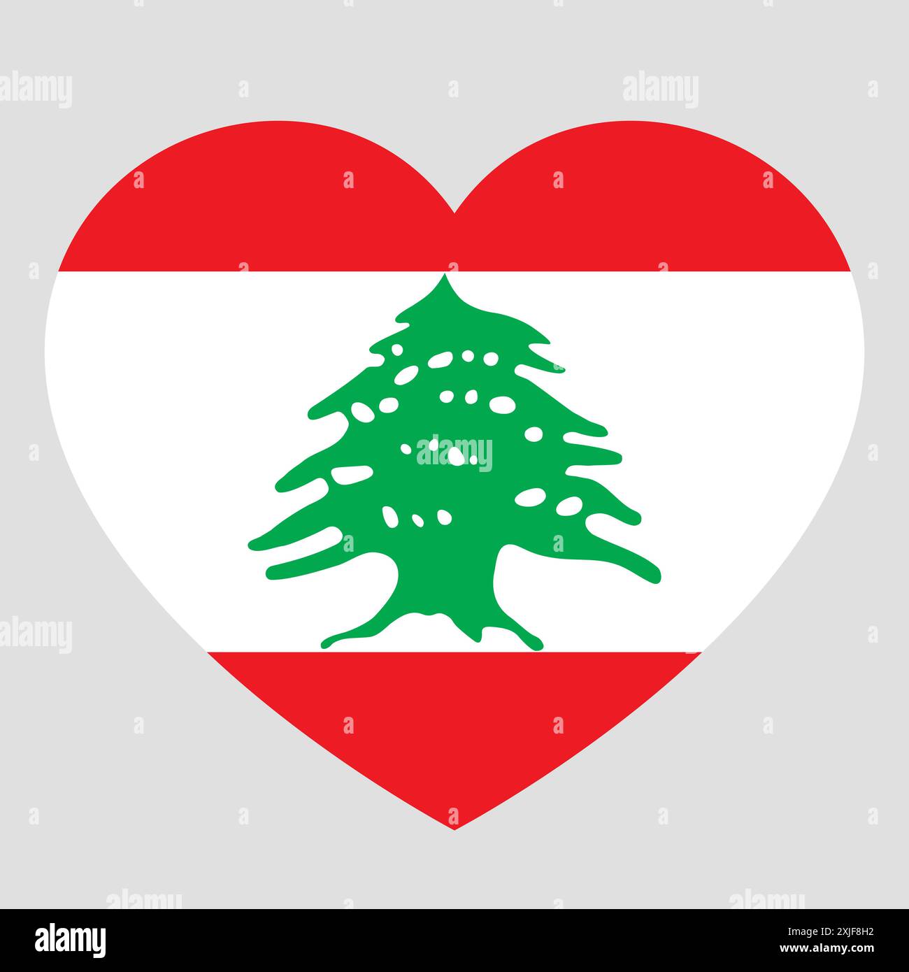 Drapeau du Liban en forme de coeur, symbole de l'amour Illustration de Vecteur