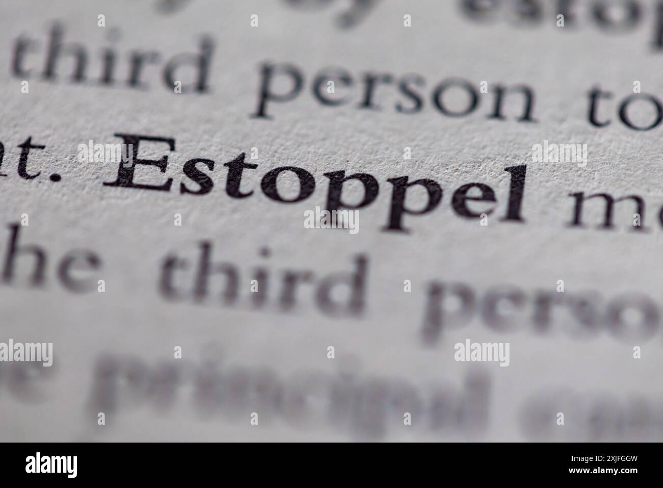 estoppel imprimé en texte sur la page à titre d'aide visuelle ou de référence en droit des affaires Banque D'Images