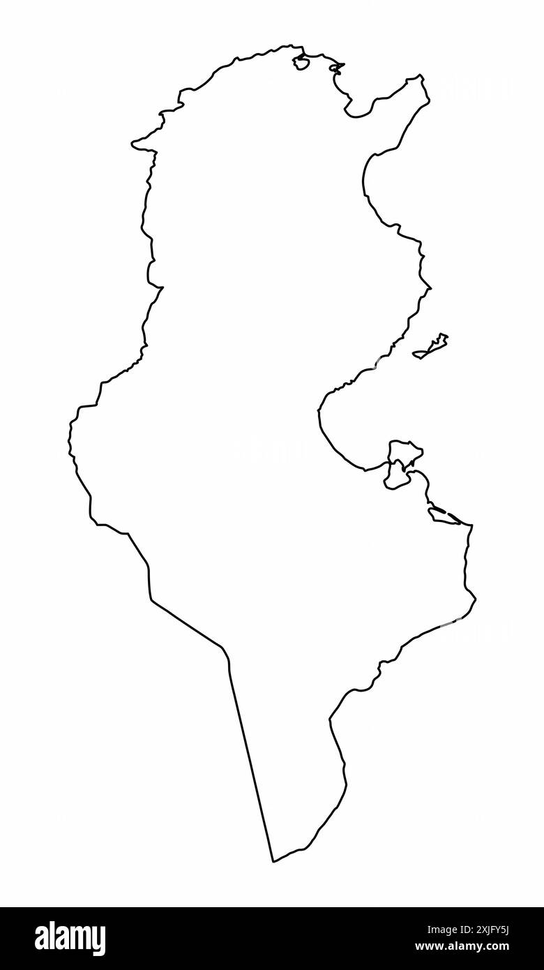 Plan de la Tunisie isolé sur fond blanc Illustration de Vecteur