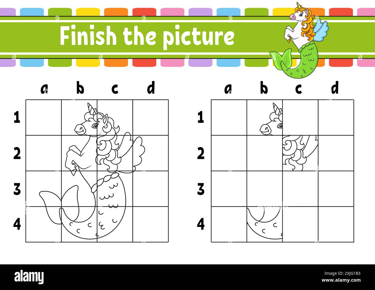 Terminez la photo. Pages de livre de coloriage pour les enfants. Feuille de travail de développement de l'éducation. Jeu pour enfants. Pratique de l'écriture manuscrite. personnage de dessin animé. Vecteur i Illustration de Vecteur