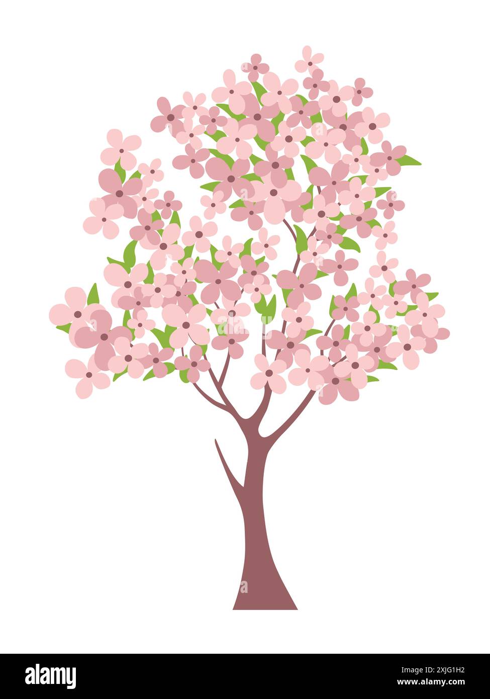 Arbre de printemps avec des fleurs Illustration de Vecteur