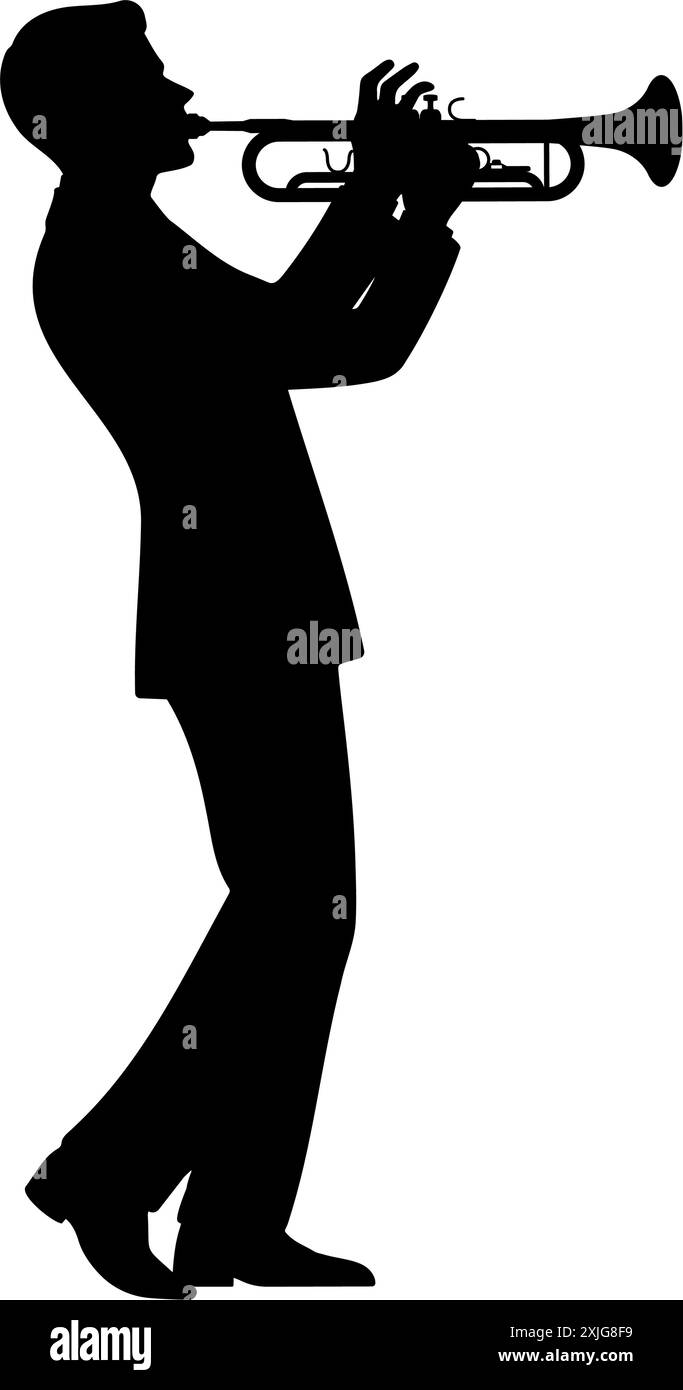 Silhouette d'un homme jouant l'illustration vectorielle de trompette Illustration de Vecteur