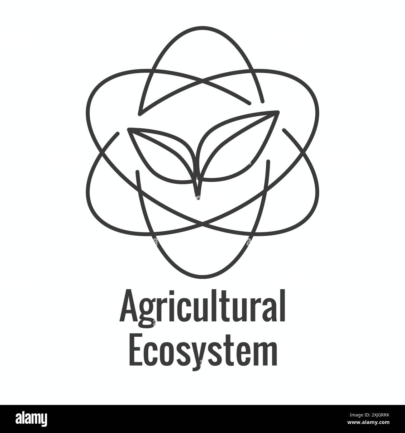 Icône de l'agriculture durable avec maximisation de la couverture des sols et intégration d'exemples de bétail pour l'agriculture régénérative Illustration de Vecteur