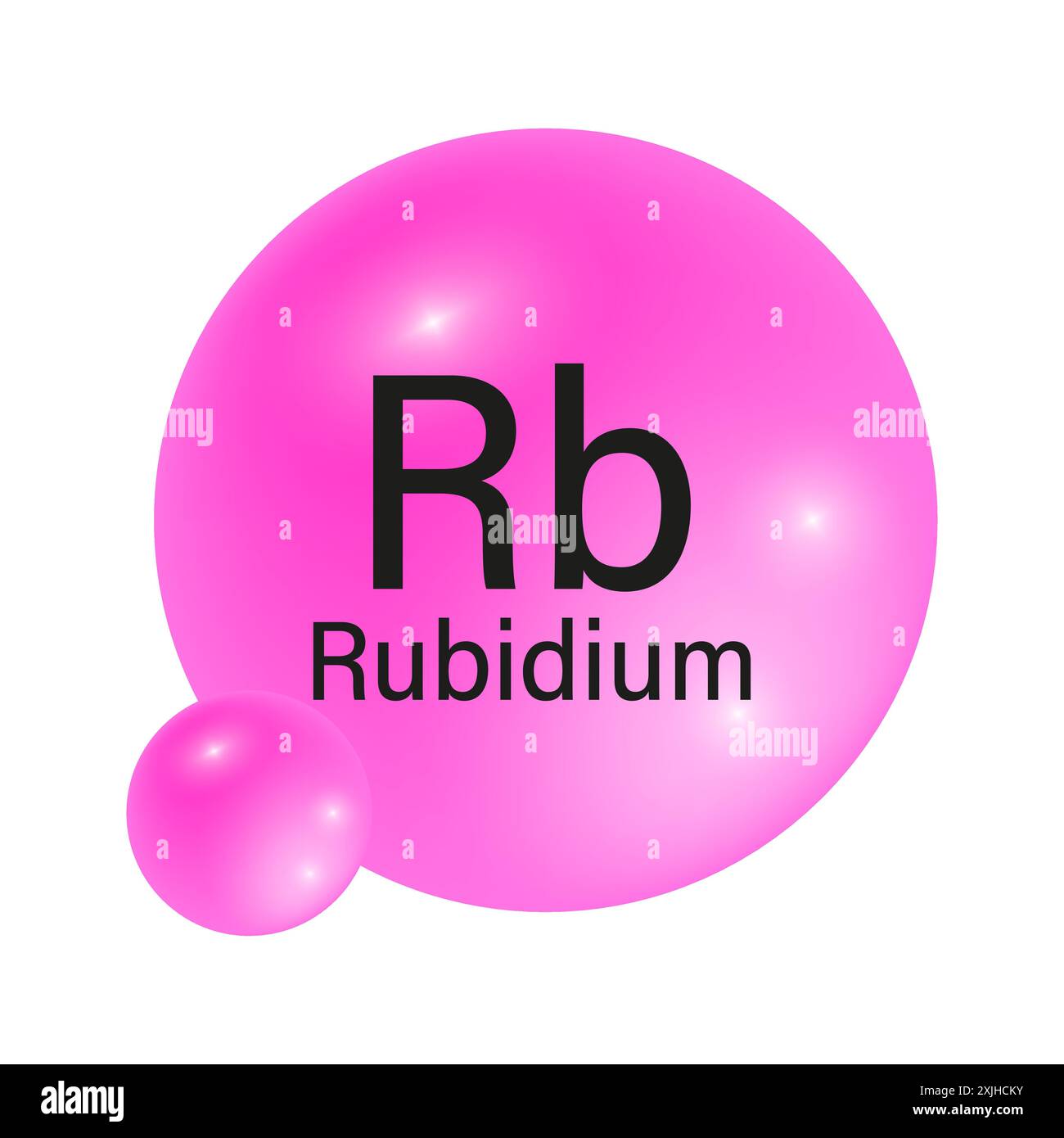 Icône d'élément rubidium. Sphère rose brillante. Symbole périodique RB. Illustration vectorielle. Illustration de Vecteur
