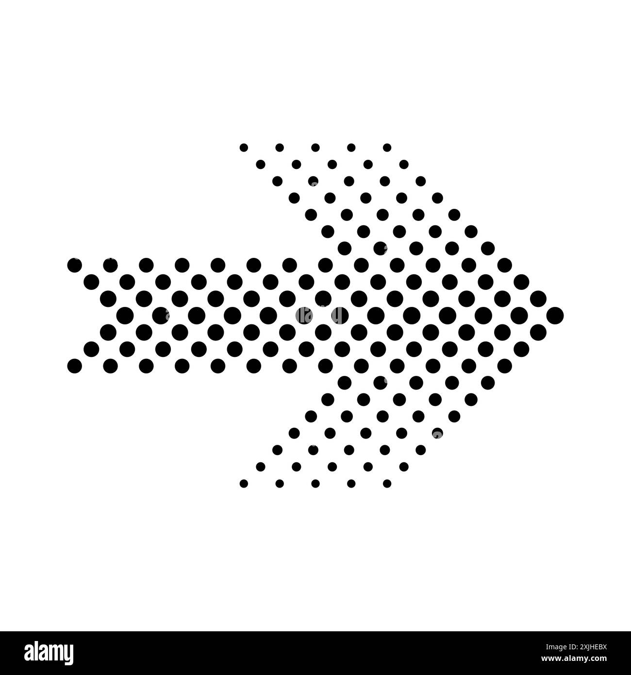 Icône de flèche demi-ton. Symbole de direction droite. Vecteur de motif en pointillés. Noir et blanc. Illustration de Vecteur