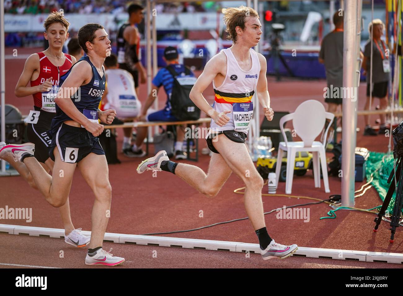 Banska Bystrica, Slovaquie. 18 juillet 2024. Le belge Tijl Wachtelaer photographié lors des manches du 1500 m masculin aux Championnats d'Europe d'athlétisme U18, à Banska Bystrica, Slovaquie, jeudi 18 juillet 2024. Les championnats d'Europe U18 se déroulent du 18 au 21 juillet. BELGA PHOTO COEN SCHILDERMAN crédit : Belga News Agency/Alamy Live News Banque D'Images