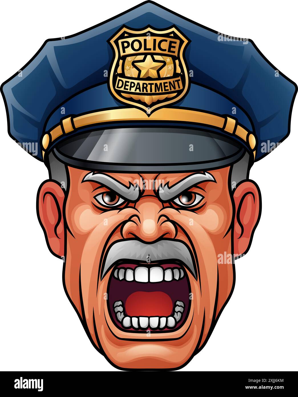 Policier Angry police Man Cartoon personnage flic Illustration de Vecteur